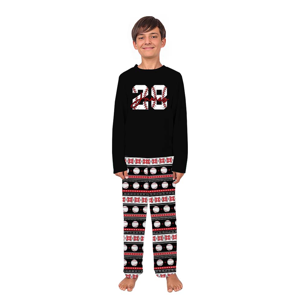 Exclusive Baseball Font Customizable Name And Number Christmas Pajamas 5